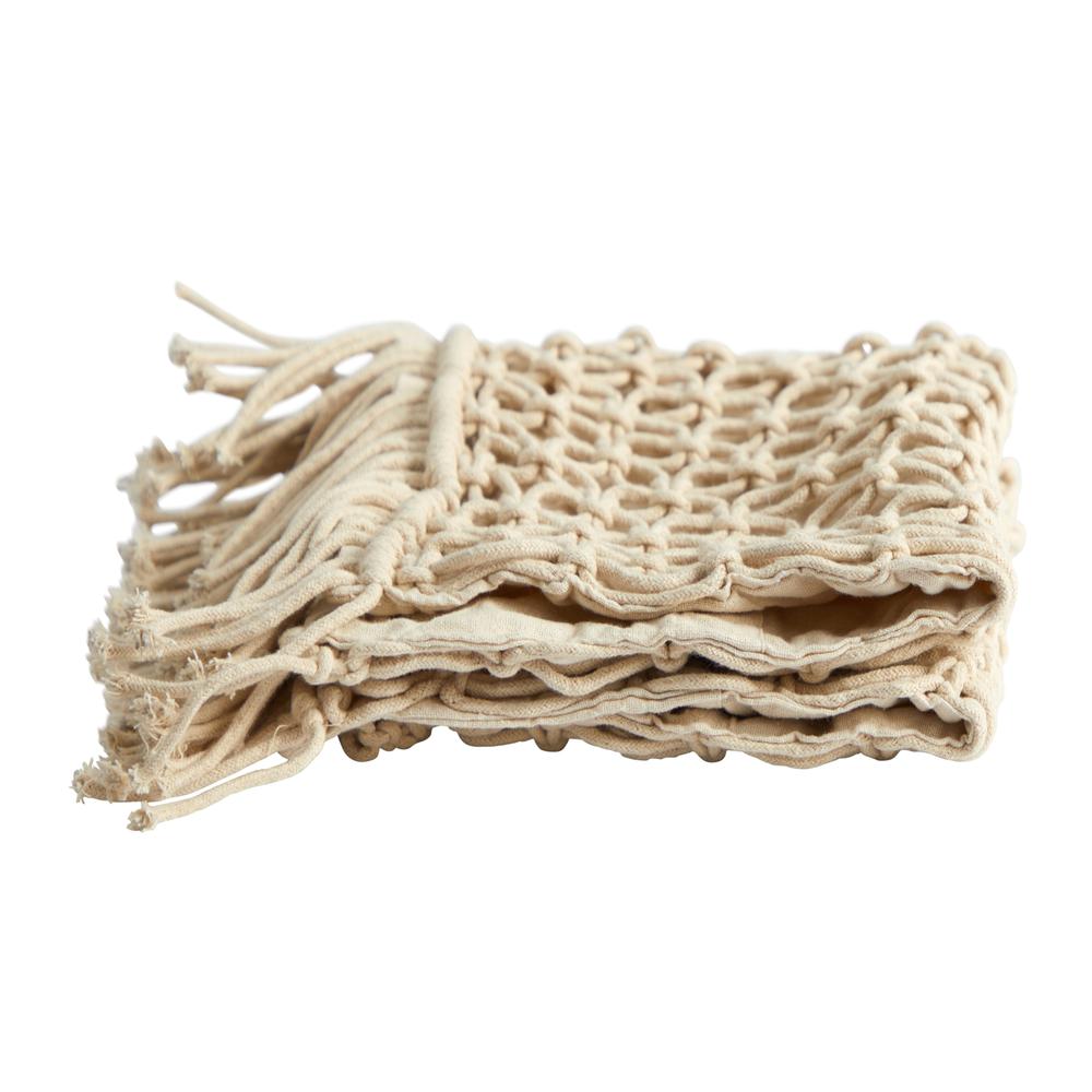 18in. Boho Fringed Woven Macrame Decorative Pillow Cover. Picture 3