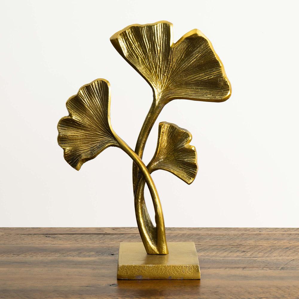 15in. Gold Leaf Sculpture Decorative Accent. Picture 3