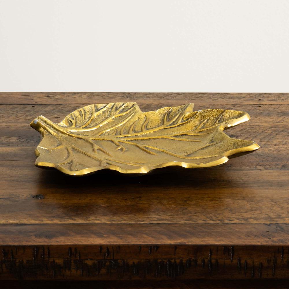 10in. Gold Tree of Life Leaf Decorative Accent Tray. Picture 4