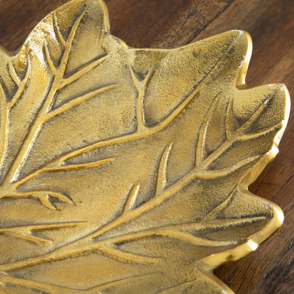 10in. Gold Tree of Life Leaf Decorative Accent Tray. Picture 6