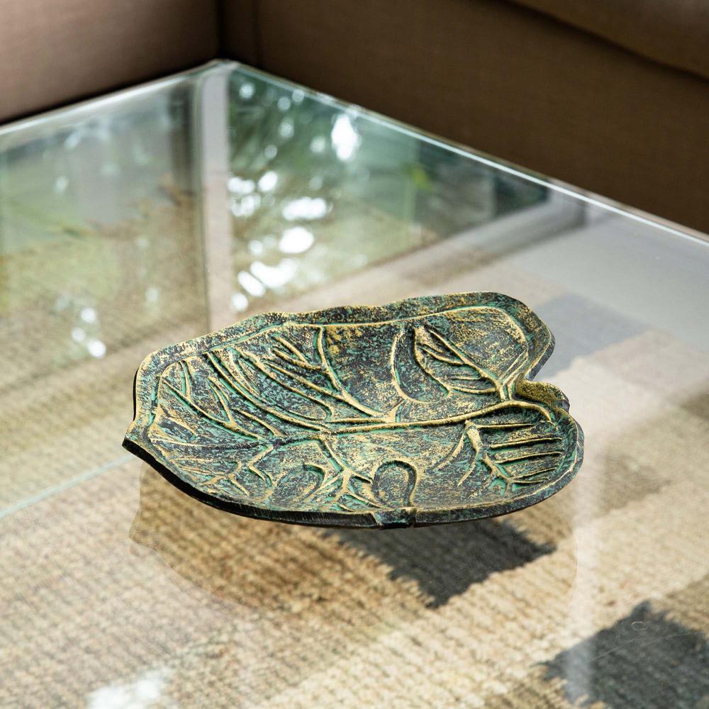 10in. Leaf Shaped Decorative Accent Tray. Picture 7