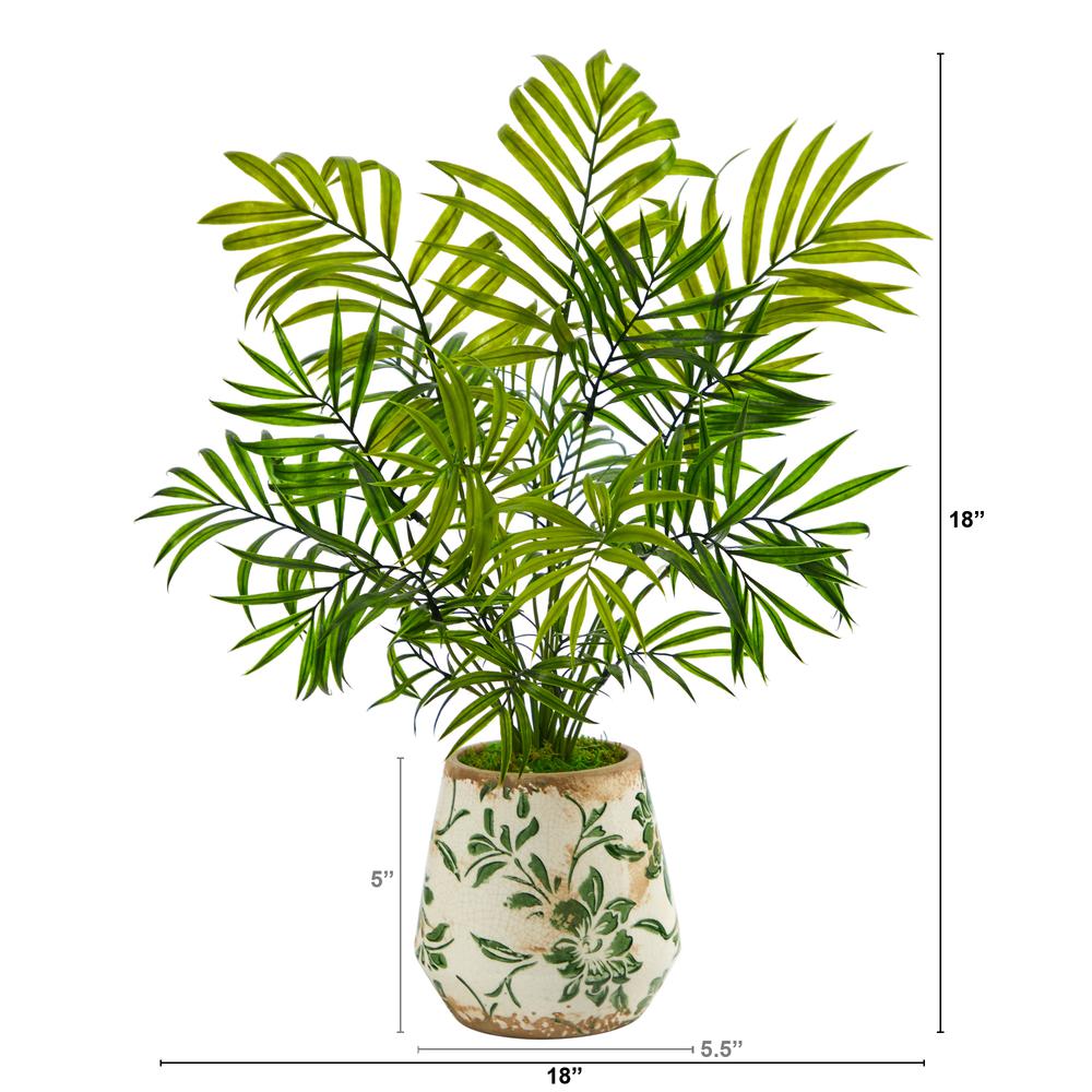 18in. Mini Areca Palm Artificial Plant in Floral Vase. Picture 3