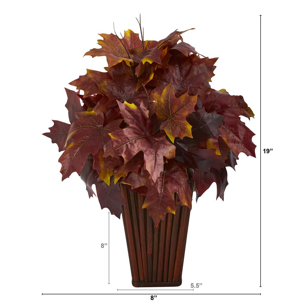 19in. Autumn Maple Leaf Artificial Plant in Decorative Planter. Picture 2