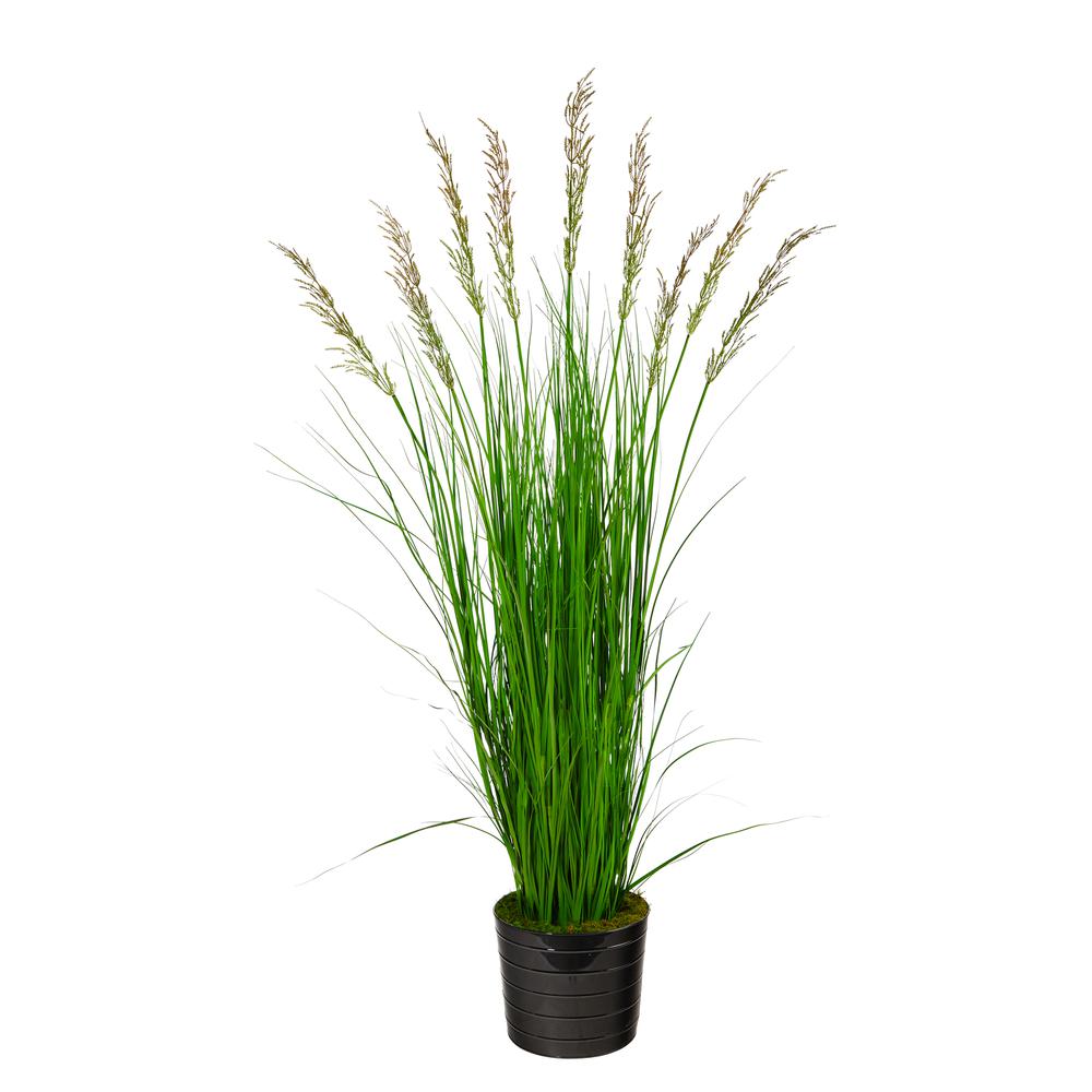 6ft. Grass Artificial Plant in Black Tin Planter. Picture 1