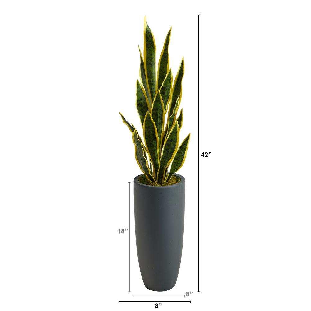 3.5ft. Sansevieria Artificial Plant in Gray Planter. Picture 2