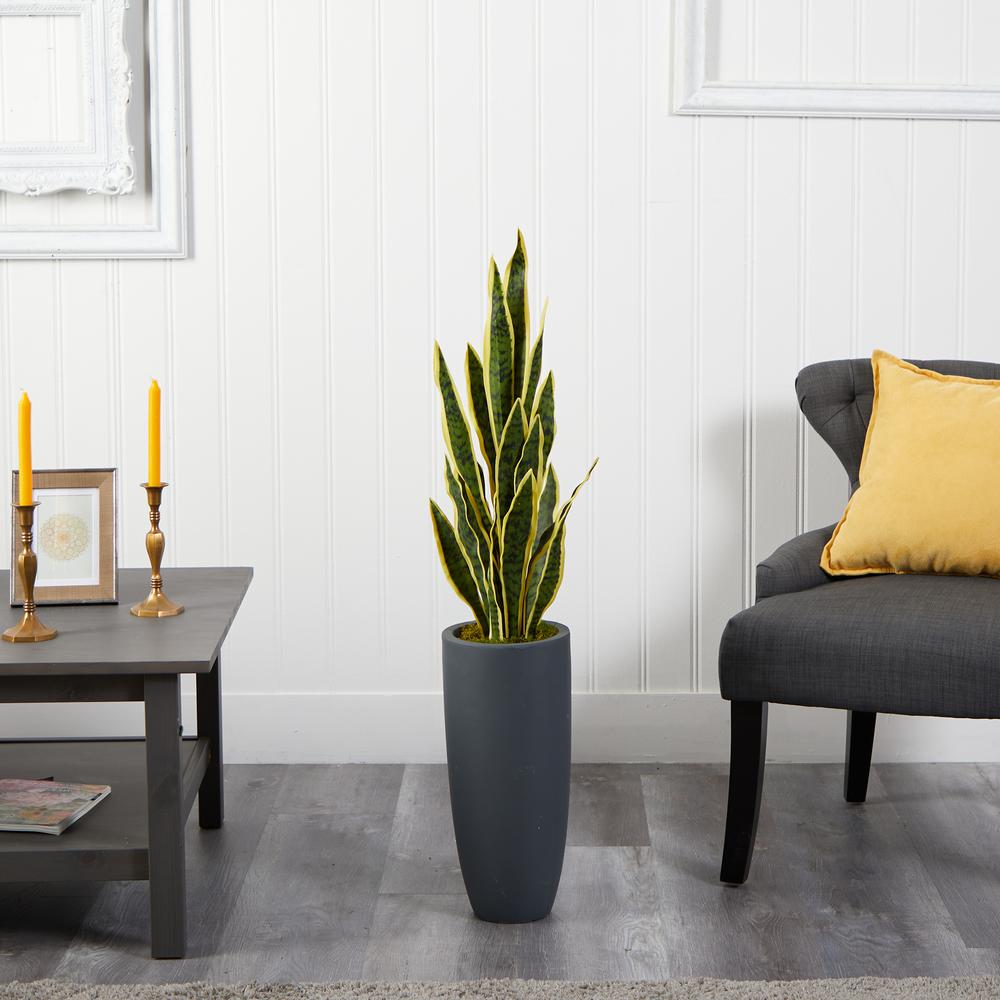 3.5ft. Sansevieria Artificial Plant in Gray Planter. Picture 3