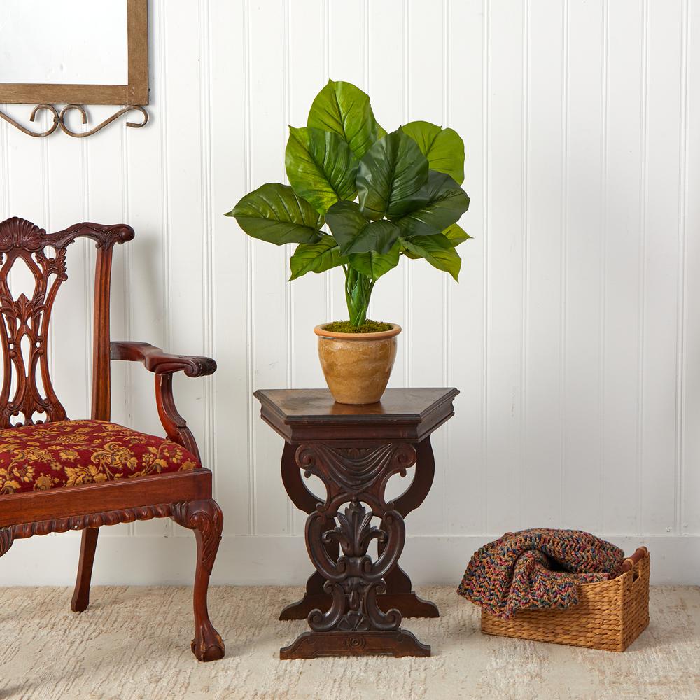 30in. Large Philodendron Leaf Artificial Plant in Decorative Planter. Picture 3