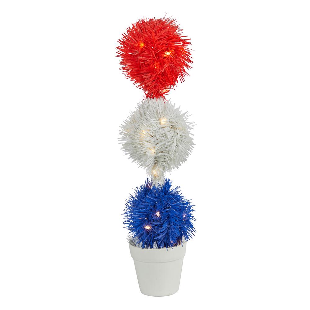 18in. Red, White and Blue Americana Artificial Topiary Plant. Picture 1