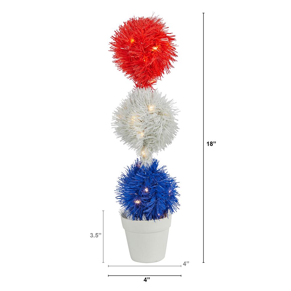 18in. Red, White and Blue Americana Artificial Topiary Plant. Picture 2