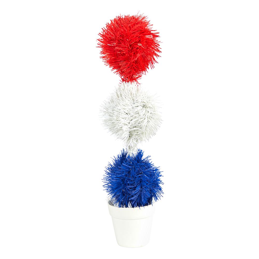 18in. Red, White and Blue Americana Artificial Topiary Plant. Picture 3