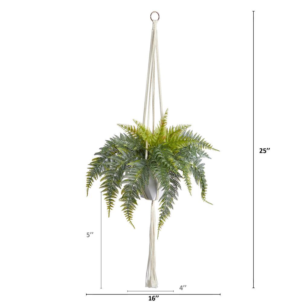 25in. Fern Hanging Artificial Plant in Decorative Basket. Picture 3