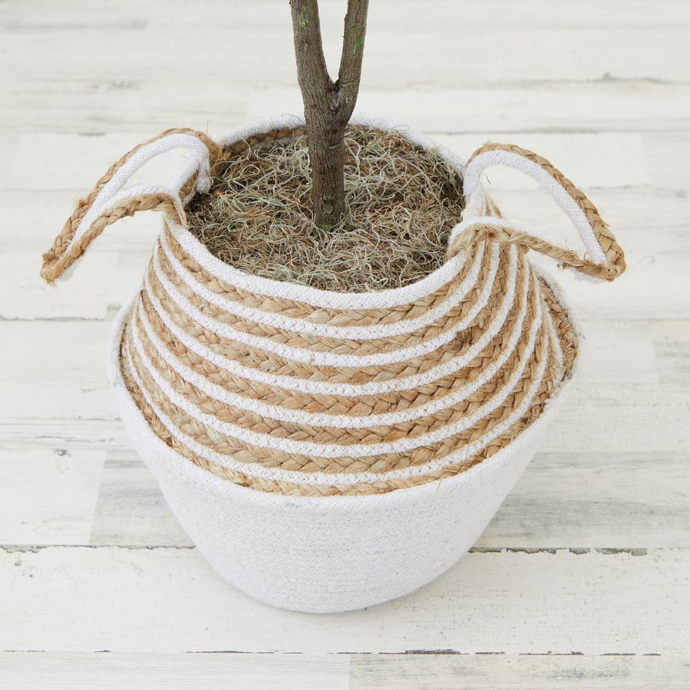 Artificial Fiddle Leaf Fig Tree with Handmade Cotton & Jute Woven Basket DIY Kit. Picture 9