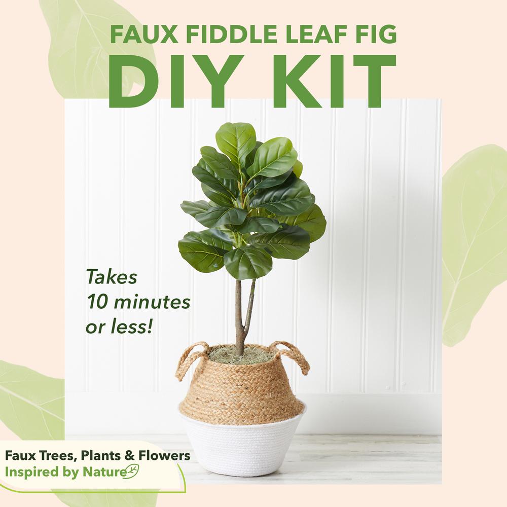 Artificial Fiddle Leaf Fig Tree with Handmade Cotton & Jute Woven Basket DIY Kit. Picture 11