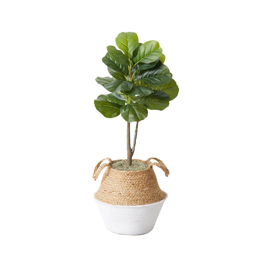 Artificial Fiddle Leaf Fig Tree with Handmade Cotton & Jute Woven Basket DIY Kit. Picture 1