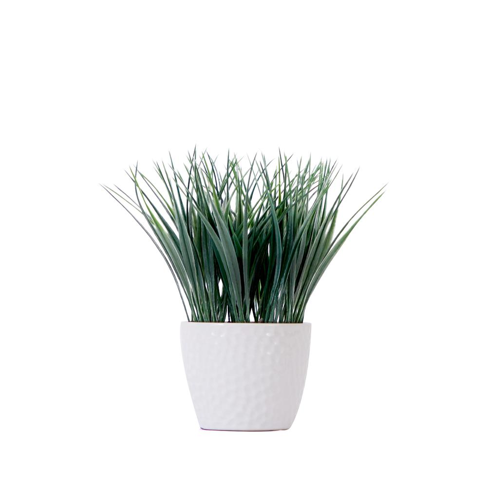 9in. Artificial Grass Plant with Decorative Planter. Picture 1