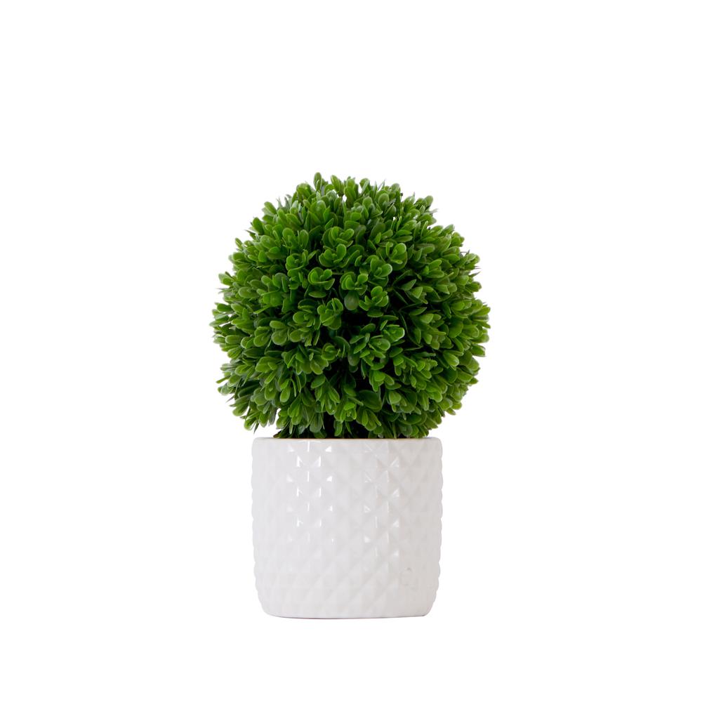 10in. Artificial Boxwood Topiary Plant with Decorative Planter. Picture 1