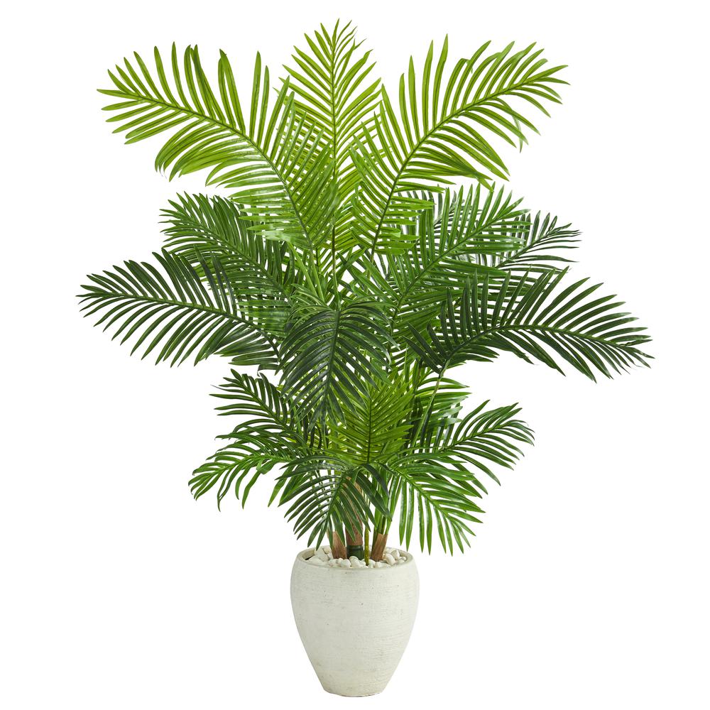 62in. Hawaii Palm Artificial Tree in White Planter. Picture 1