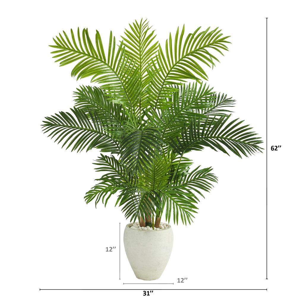 62in. Hawaii Palm Artificial Tree in White Planter. Picture 3
