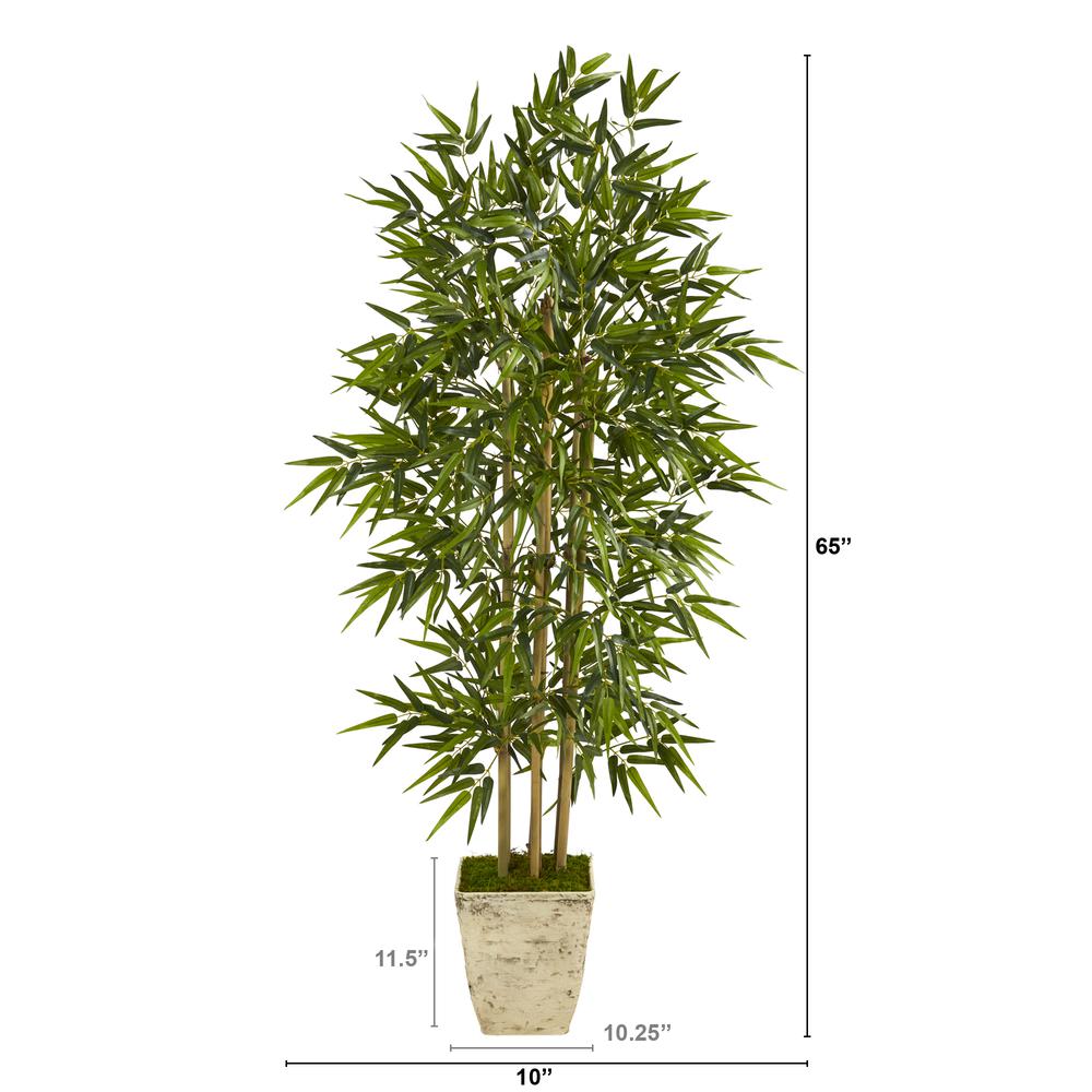 65in. Bamboo Artificial Tree in Country White Planter. Picture 3