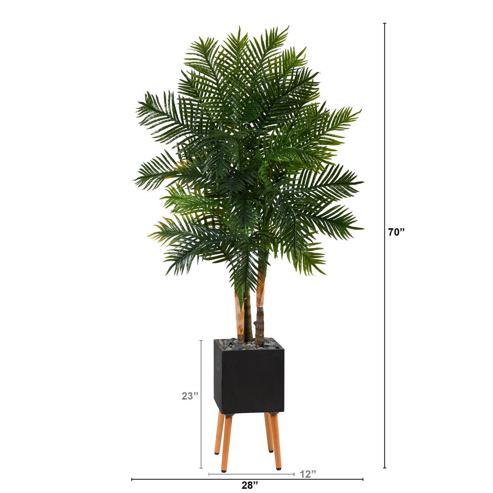 70in. Areca Palm Artificial Tree in Black Planter with Stand. Picture 2