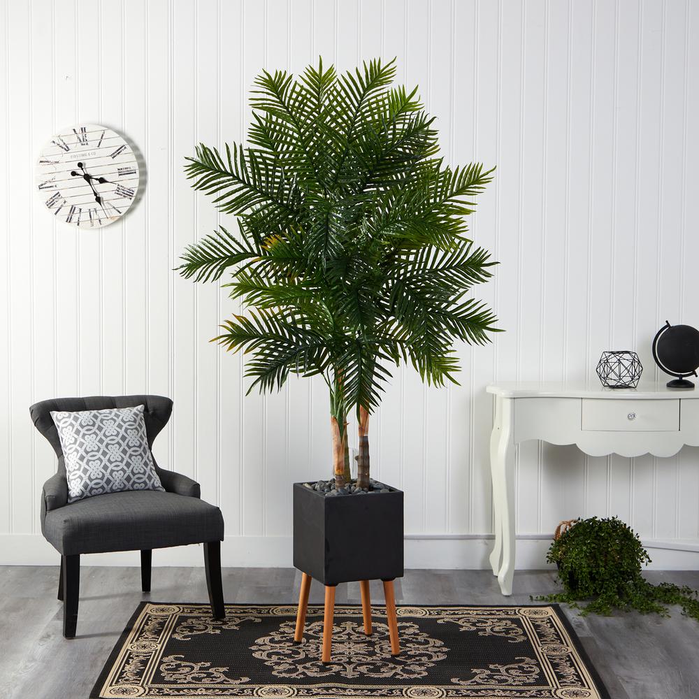 70in. Areca Palm Artificial Tree in Black Planter with Stand. Picture 3