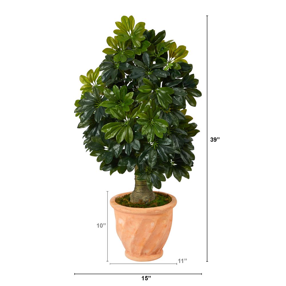 39in. Schefflera Artificial Tree in Terra-Cotta Planter (Real Touch). Picture 2