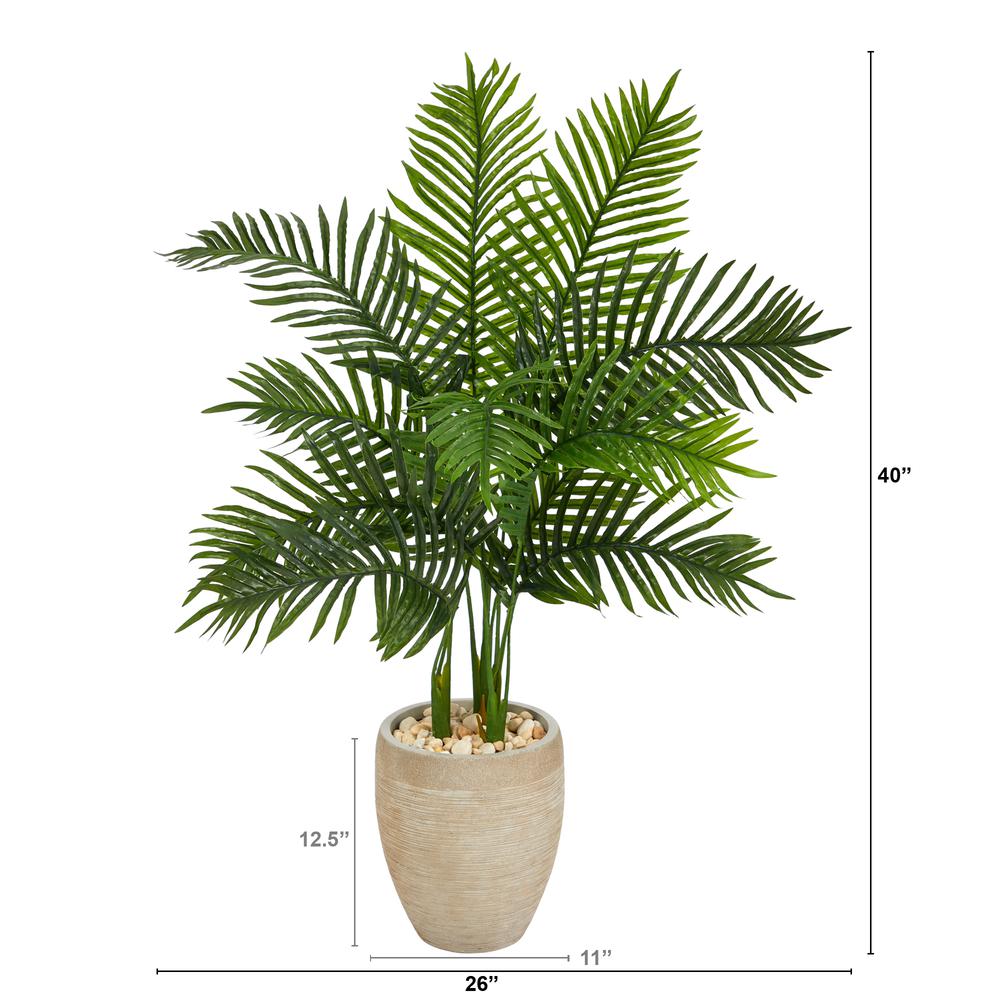 3.5ft. Areca Palm Artificial Tree in Sand Colored Planter (Real Touch). Picture 2