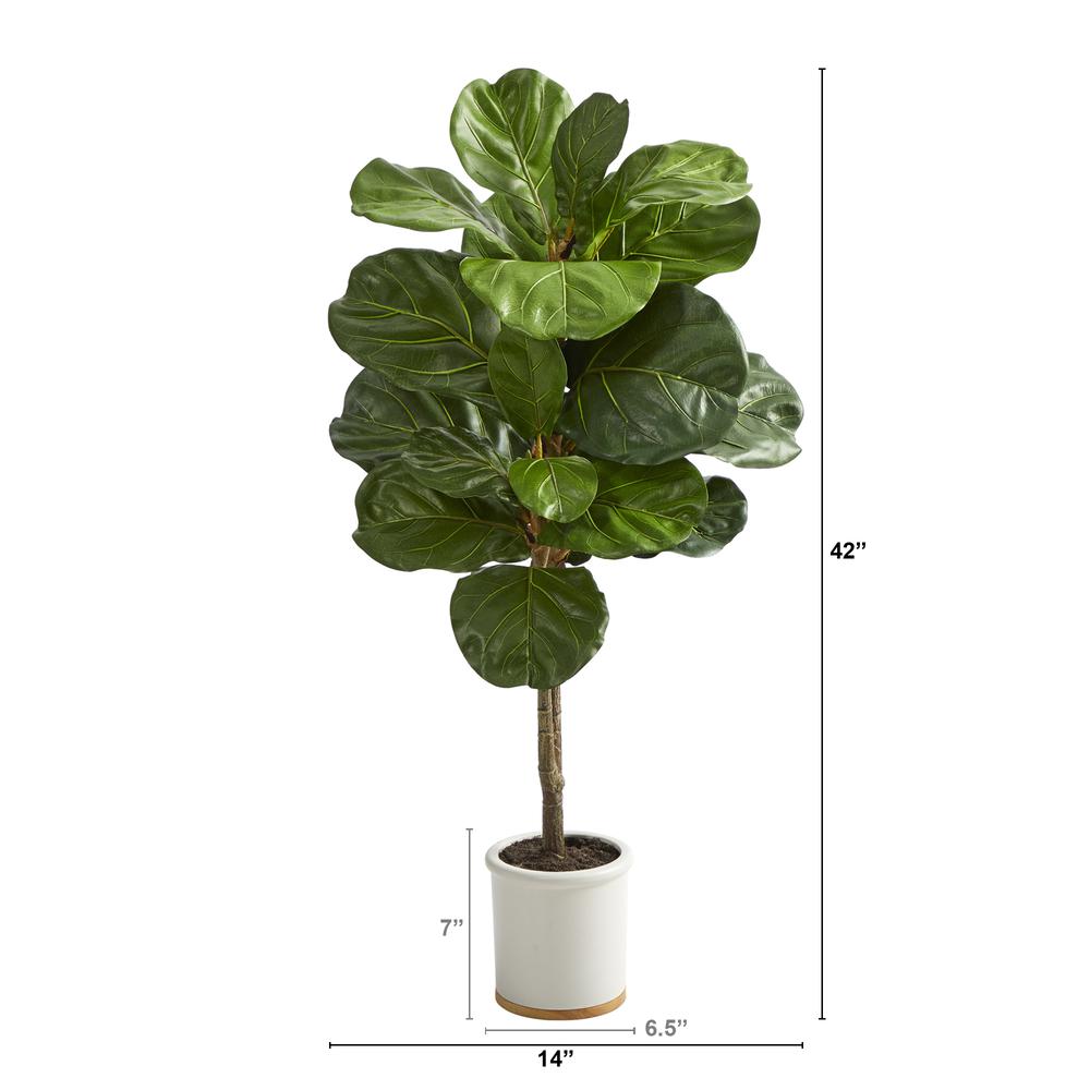3.5ft. Fiddle Leaf Artificial Tree in White Ceramic Planter. Picture 2