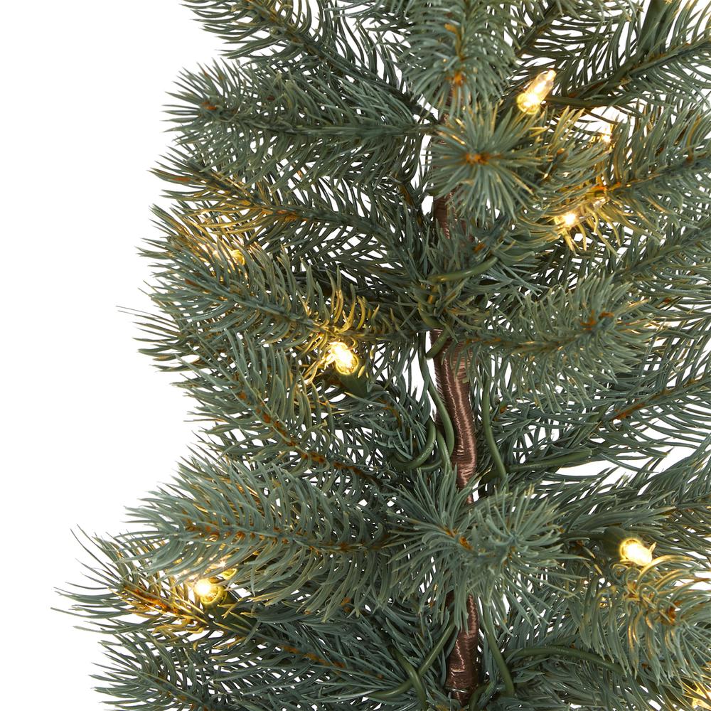 4ft. Green Pine Artificial Christmas Tree with 70 Warm White Lights Set in a Burlap Base. Picture 3