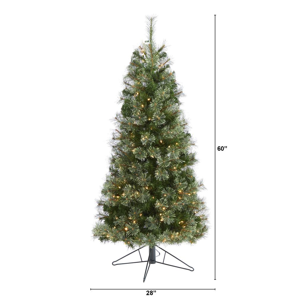 5ft. Cashmere Slim Artificial Christmas Tree with 250 Warm White Lights and 408 Bendable Branches. Picture 2