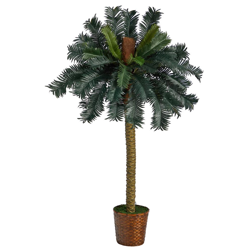 5ft. Sago Palm Artificial Tree in Basket. Picture 1