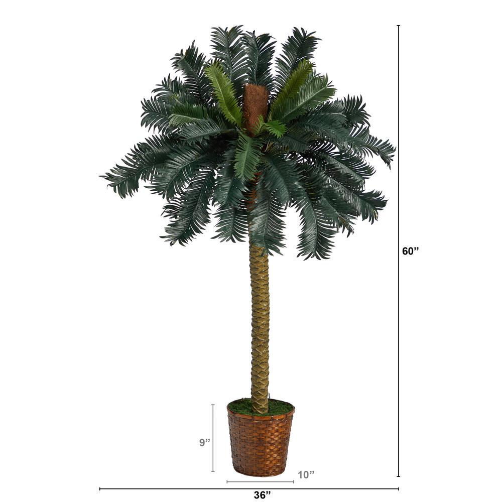 5ft. Sago Palm Artificial Tree in Basket. Picture 2