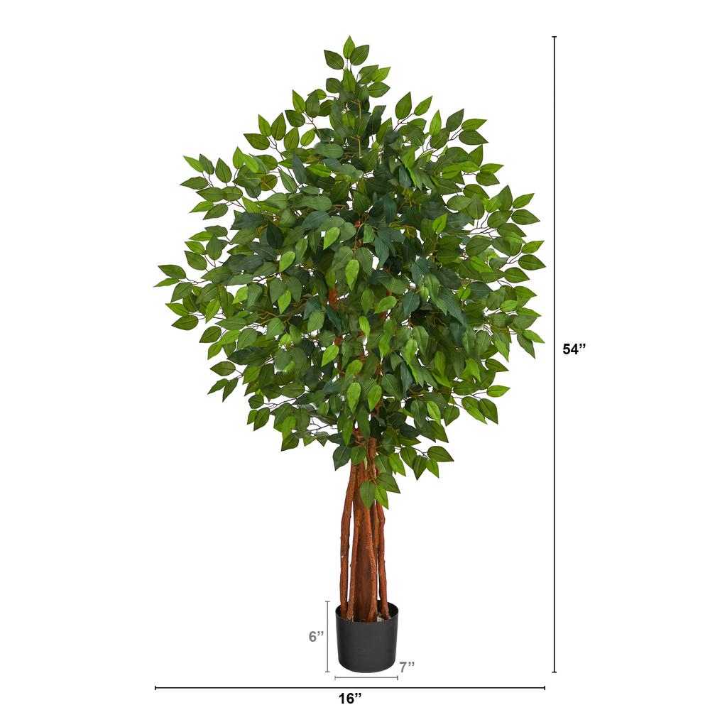 4.5ft. Super Deluxe Ficus Artificial Tree with Natural Trunk. Picture 2
