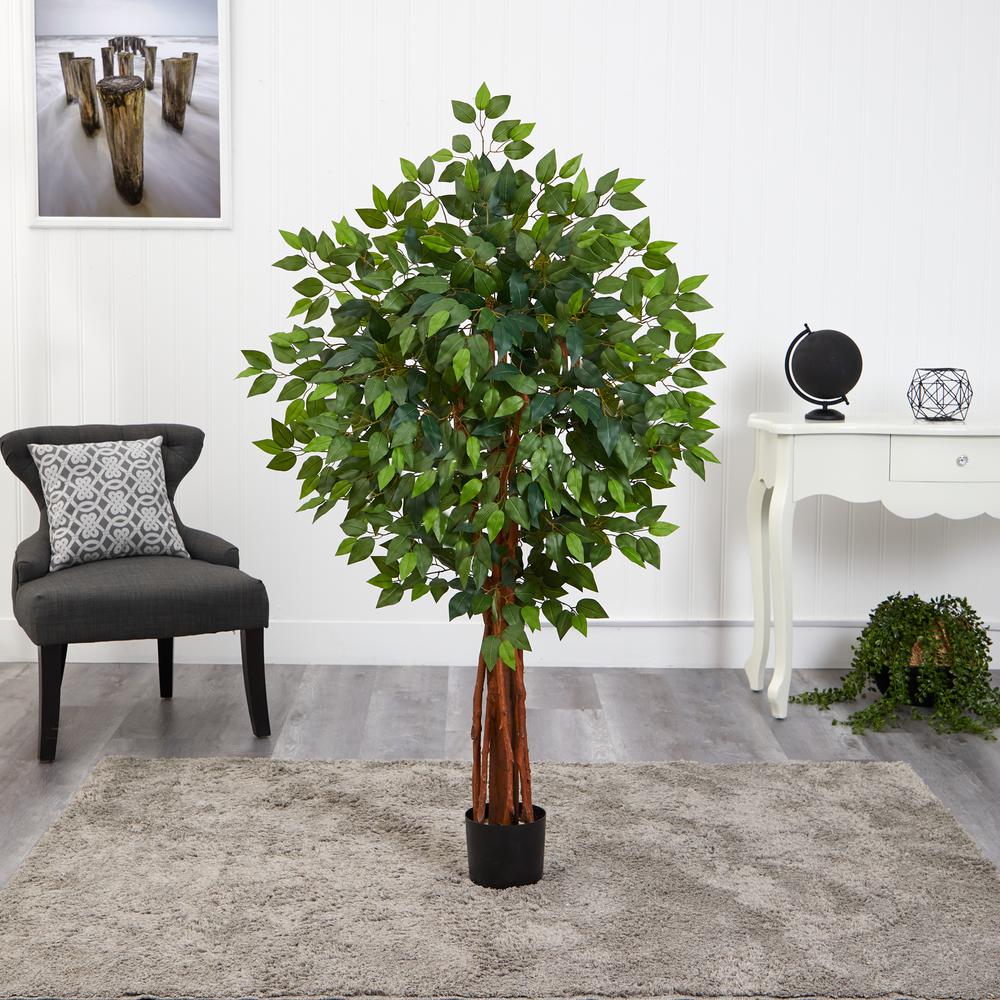 4.5ft. Super Deluxe Ficus Artificial Tree with Natural Trunk. Picture 3