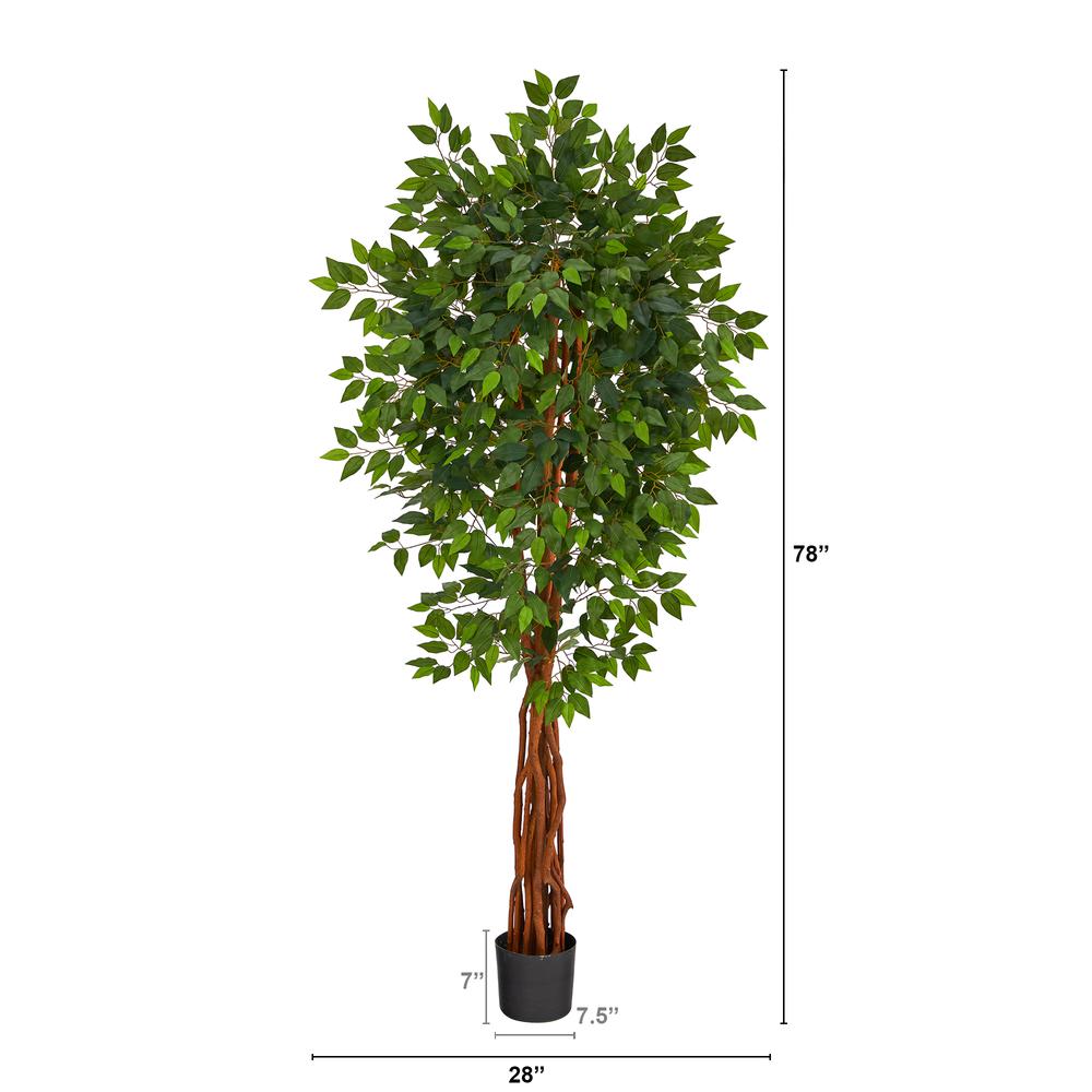 6.5ft. Super Deluxe Ficus Artificial Tree with Natural Trunk. Picture 2