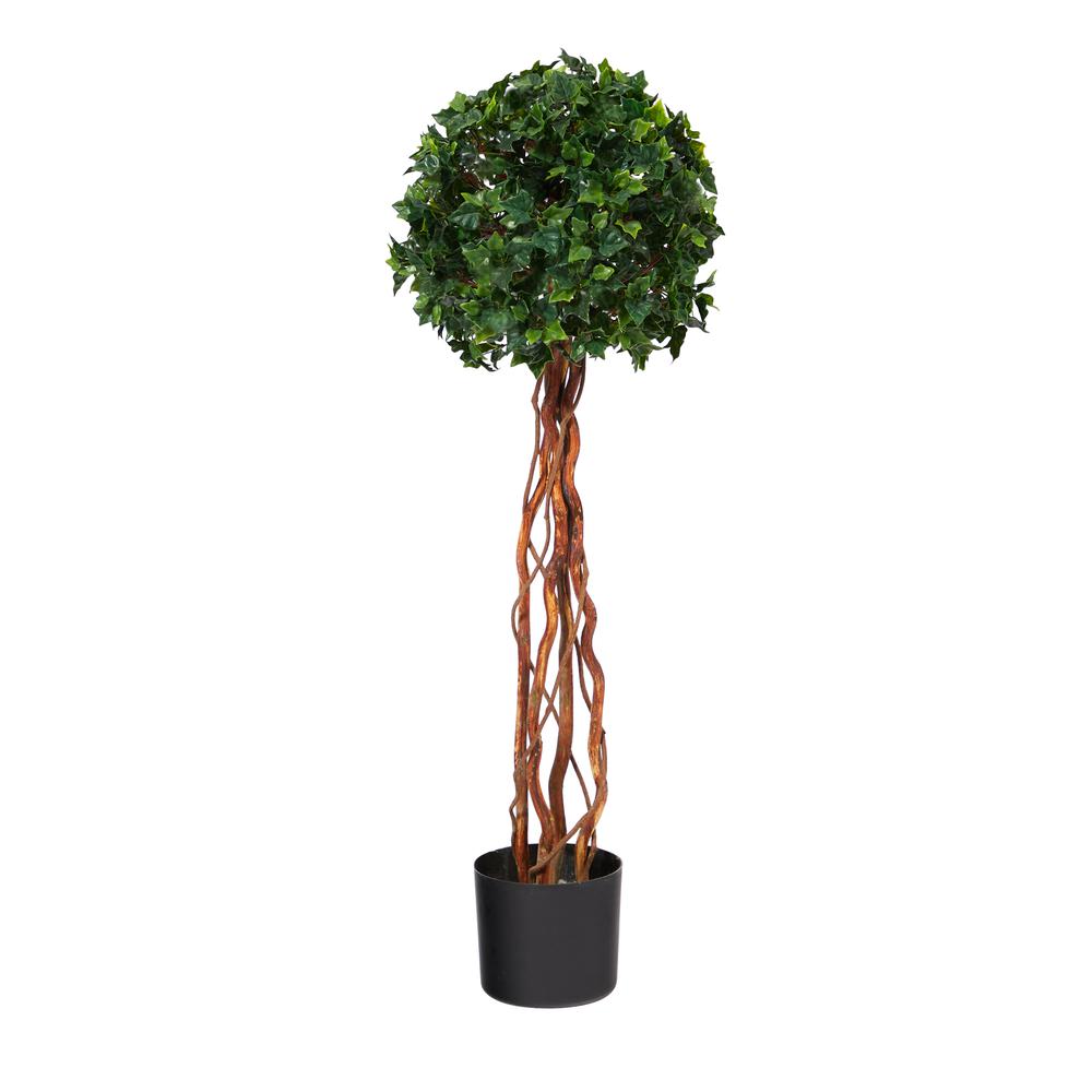 3.5ft. English Ivy Single Ball Topiary Artificial Tree with Natural Trunk. Picture 1