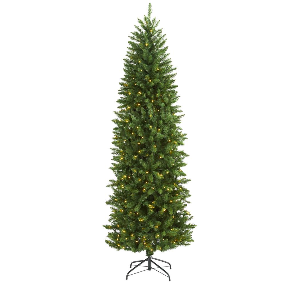 6.5ft. Slim Green Mountain Pine Artificial Christmas Tree with 300 Clear LED Lights. The main picture.