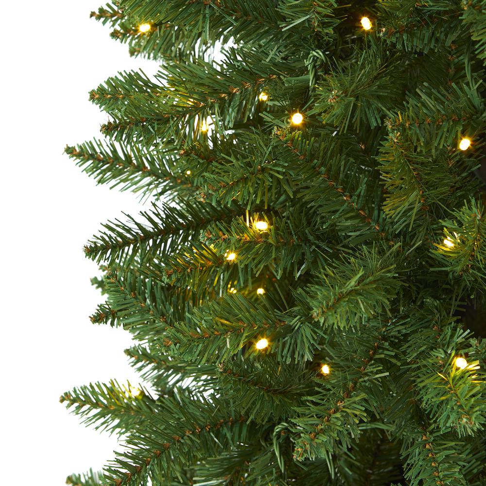 6.5ft. Slim Green Mountain Pine Artificial Christmas Tree with 300 Clear LED Lights. Picture 3