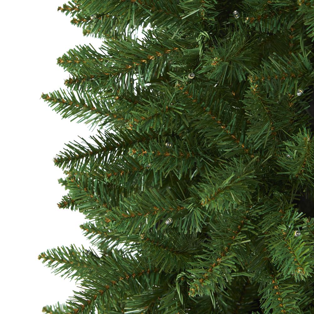 7ft. Slim Green Mountain Pine Artificial Christmas Tree with 300 Clear LED Lights. Picture 4