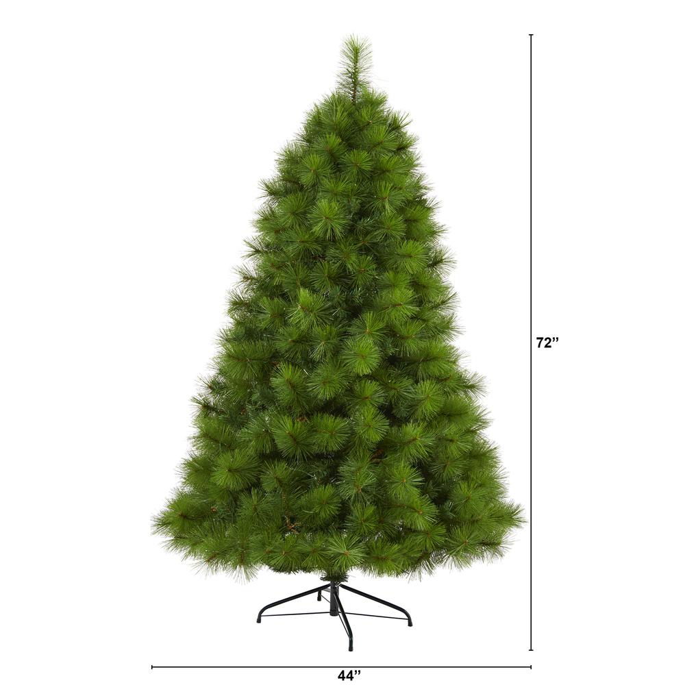 6ft. Green Scotch Pine Artificial Christmas Tree with 300 Clear LED Lights. Picture 2
