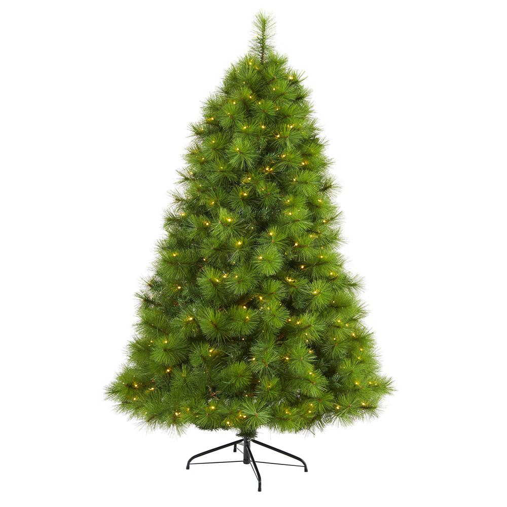 6ft. Green Scotch Pine Artificial Christmas Tree with 300 Clear LED Lights. Picture 1