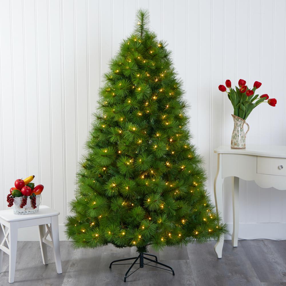 6ft. Green Scotch Pine Artificial Christmas Tree with 300 Clear LED Lights. Picture 7