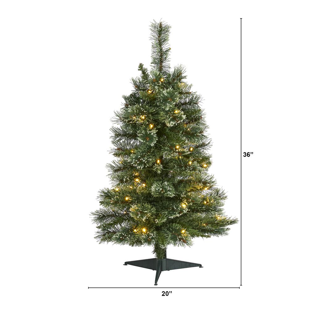 3ft. Wisconsin Slim Snow Tip Pine Artificial Christmas Tree with 50 Clear LED Lights. Picture 2
