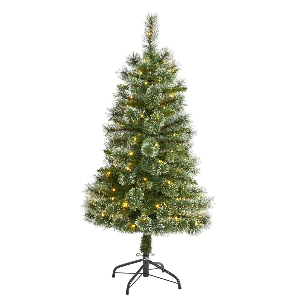 4ft. Wisconsin Slim Snow Tip Pine Artificial Christmas Tree with 100 Clear LED Light. Picture 1