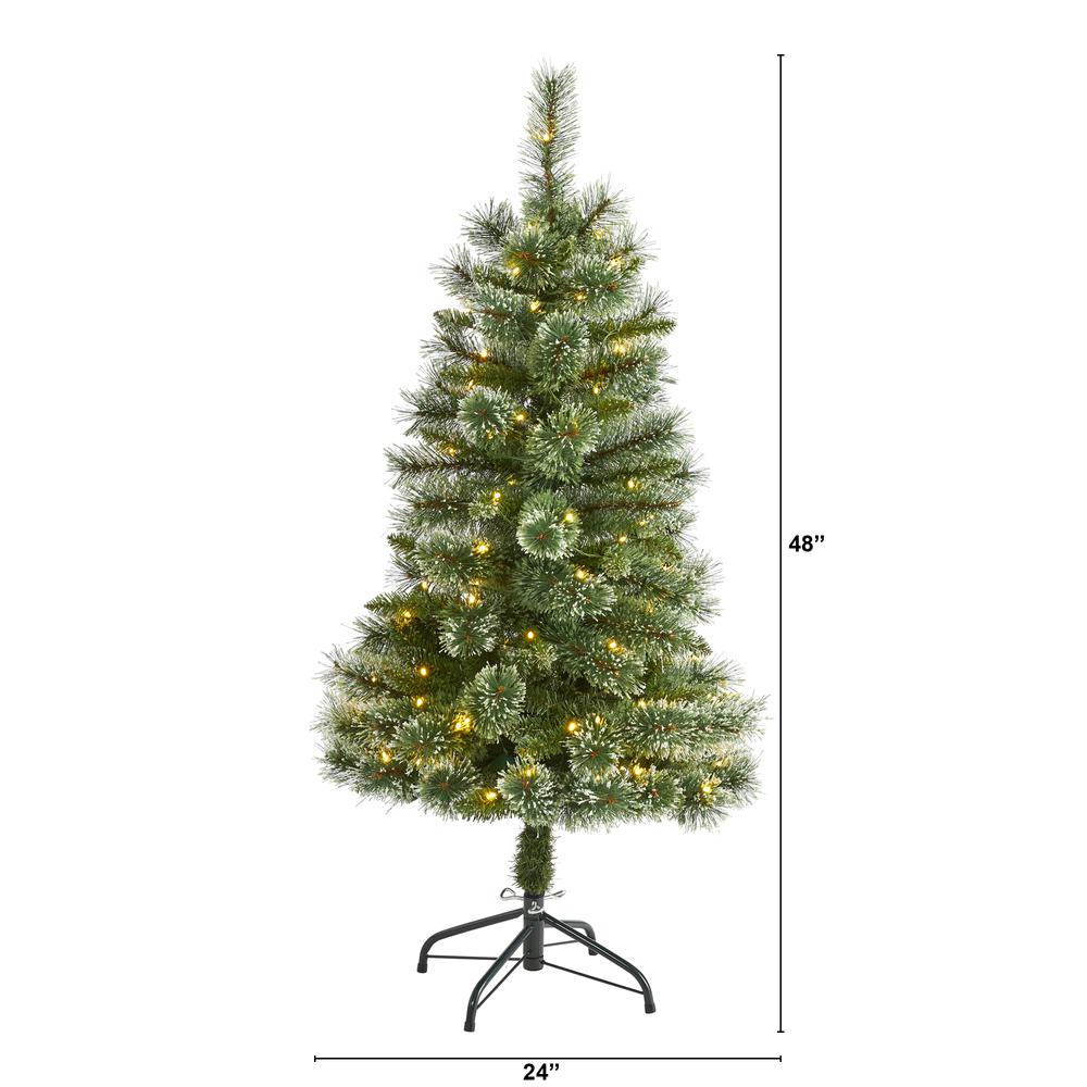 4ft. Wisconsin Slim Snow Tip Pine Artificial Christmas Tree with 100 Clear LED Light. Picture 2