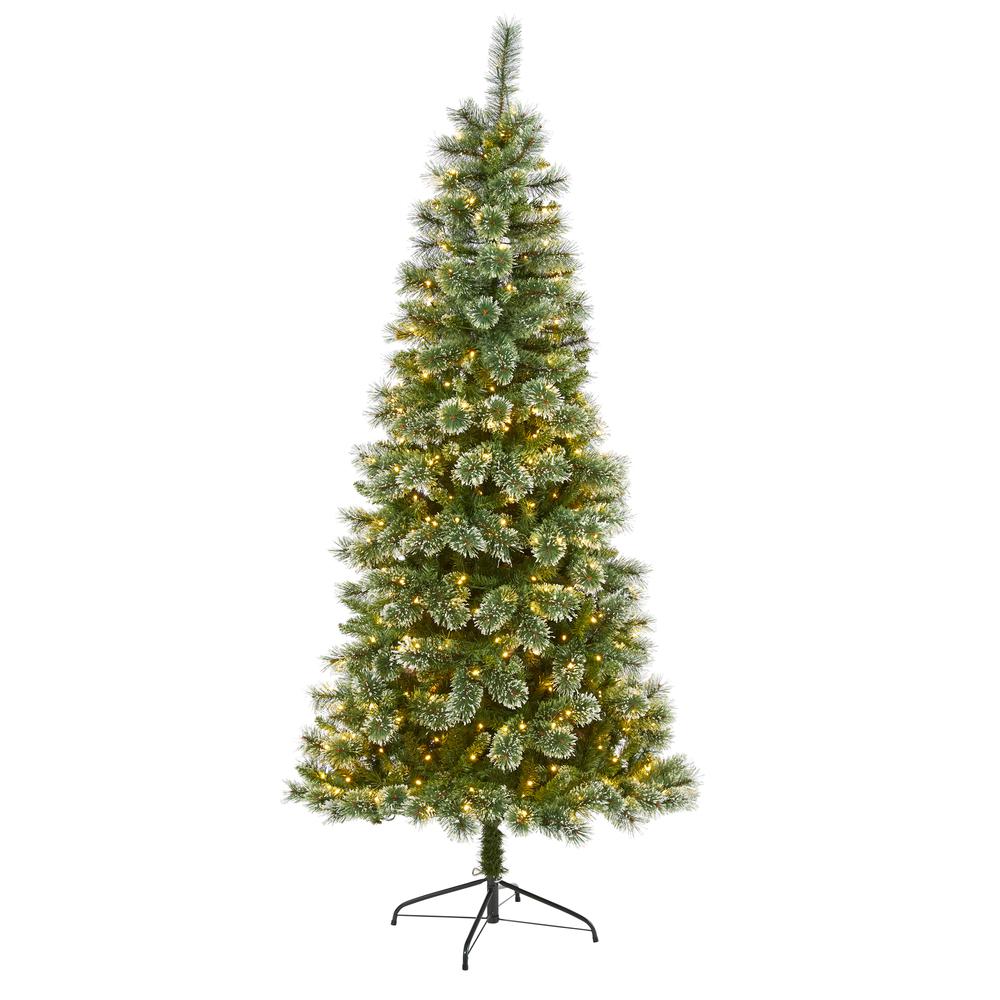 7ft. Wisconsin Slim Snow Tip Pine Artificial Christmas Tree with 400 Clear LED Lights. The main picture.