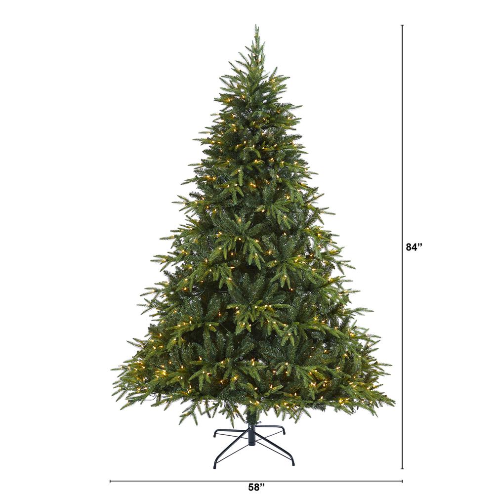 7ft. Colorado Mountain Fir Natural Look Artificial Christmas Tree with 500 Clear LED Lights and 2552 Tips. Picture 1