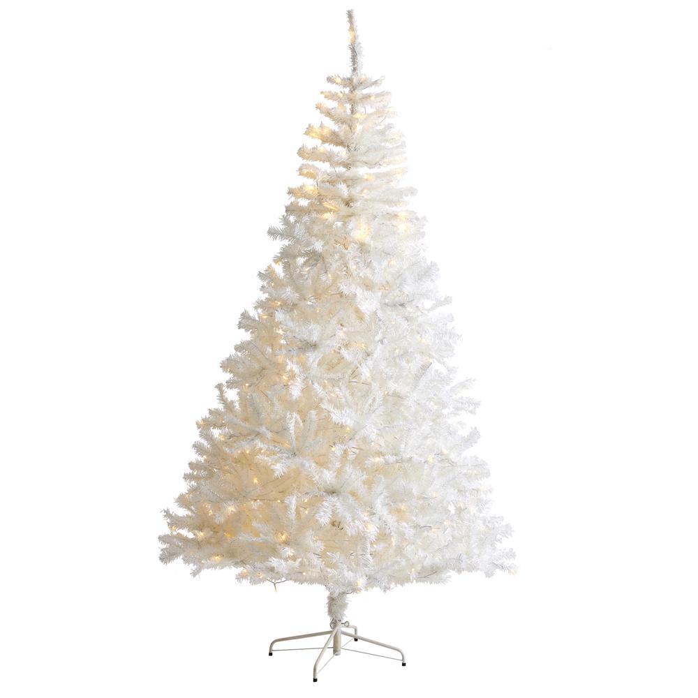 7ft. White Artificial Christmas Tree with 1000 Bendable Branches and 350 Clear LED Lights. Picture 4