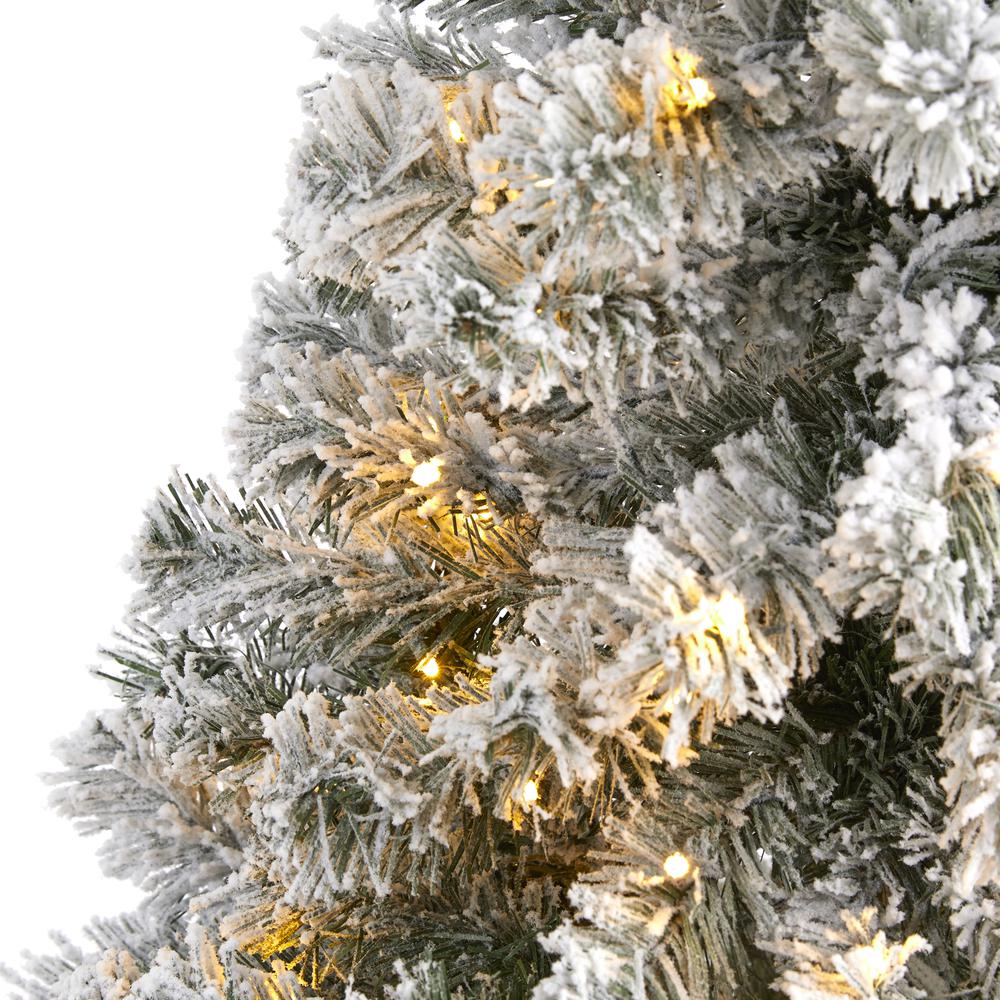 4ft. Flocked West Virginia Fir Artificial Christmas Tree with 100 Clear LED Lights. Picture 4