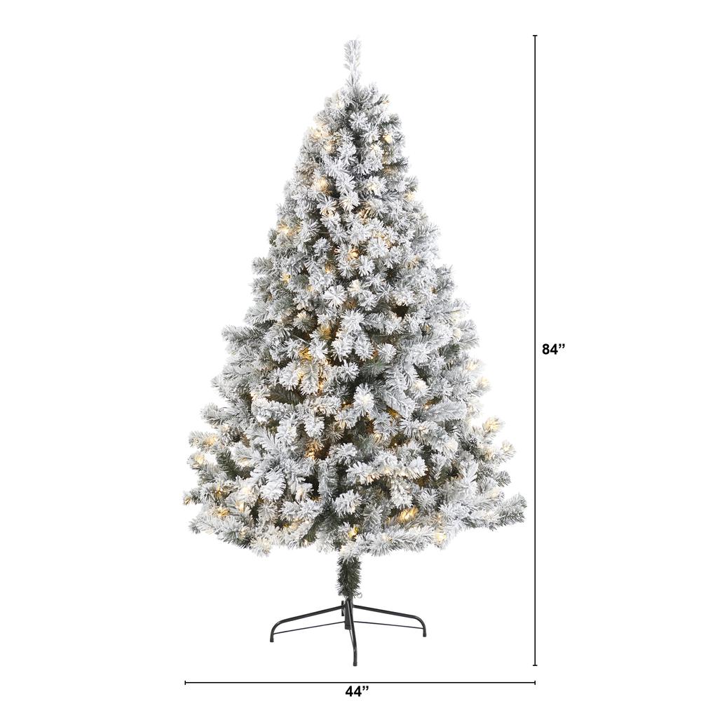 7ft. Flocked West Virginia Fir Artificial Christmas Tree with 350 Clear LED Lights. Picture 2